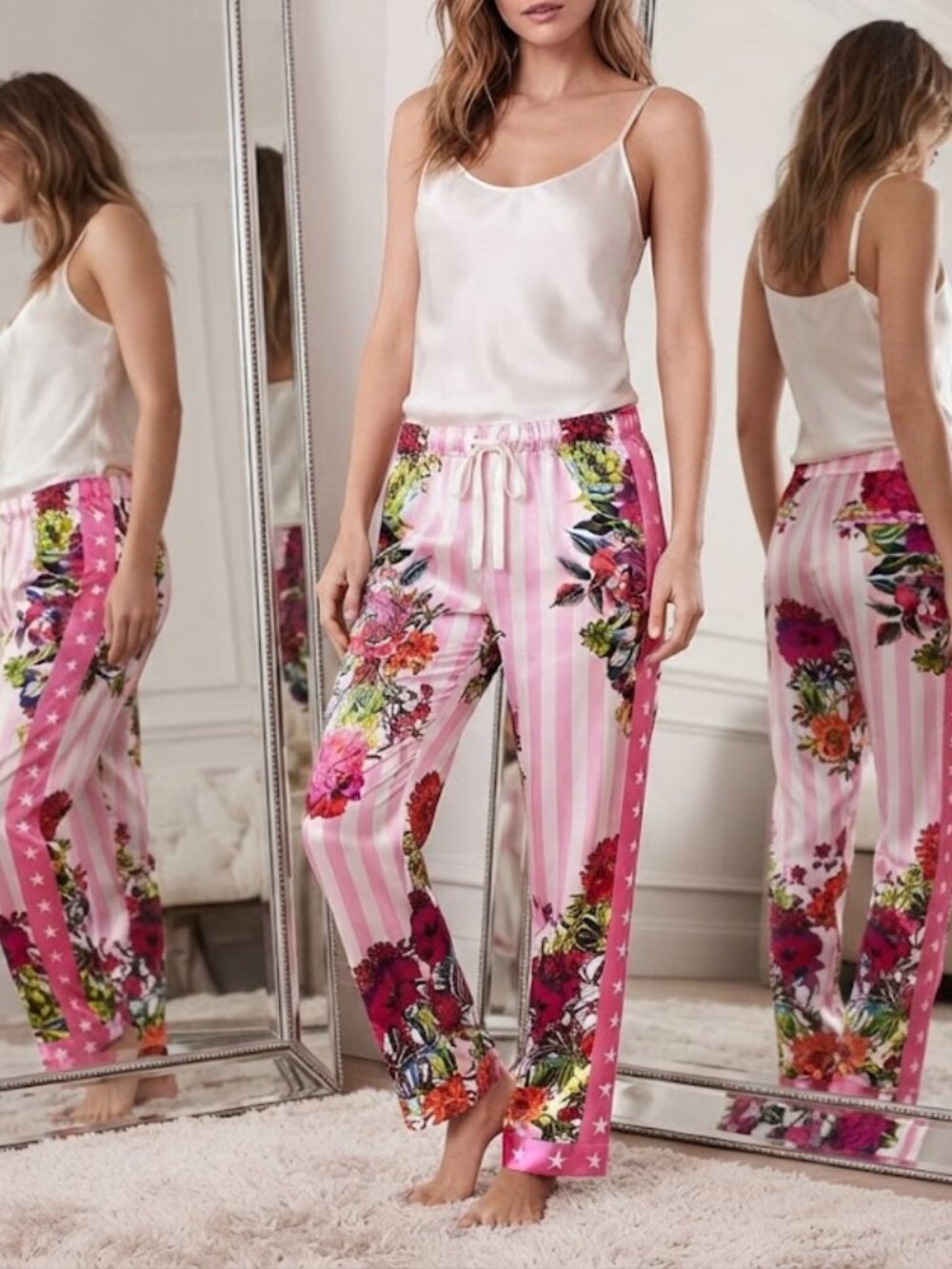 Victoria's Secret floral Satin‎ pajama pocket pant Small